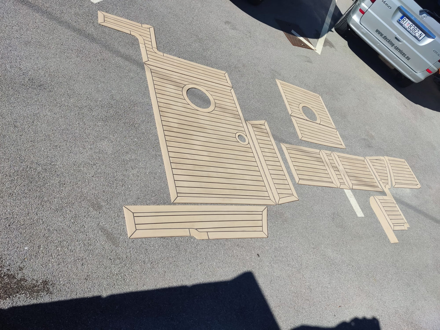 Jeanneau Merry Fisher 695 powerboat pvc synthetic teak deck- Free sample and quote request
