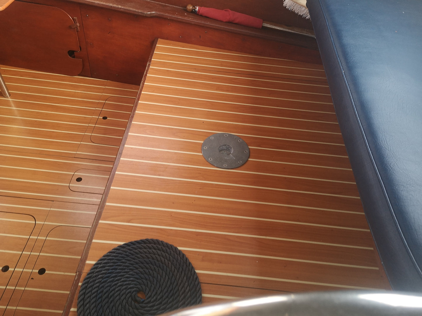 370 Teak and holly IMO soleboard cut length surface vinyl per linear m off the roll- Free sample and quote request