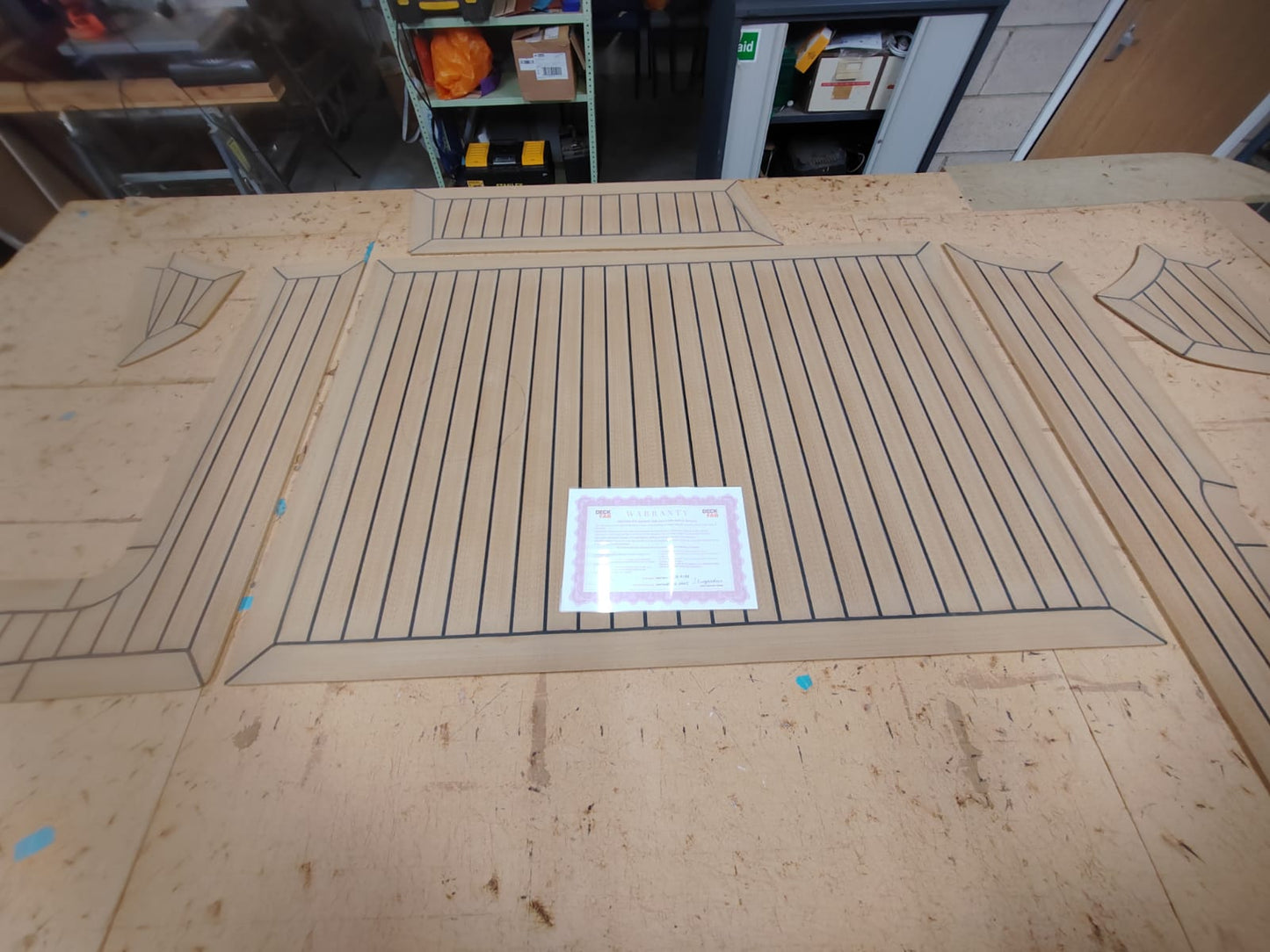 Jeanneau Merry Fisher 795 powerboat pvc synthetic teak deck- Free sample and quote request